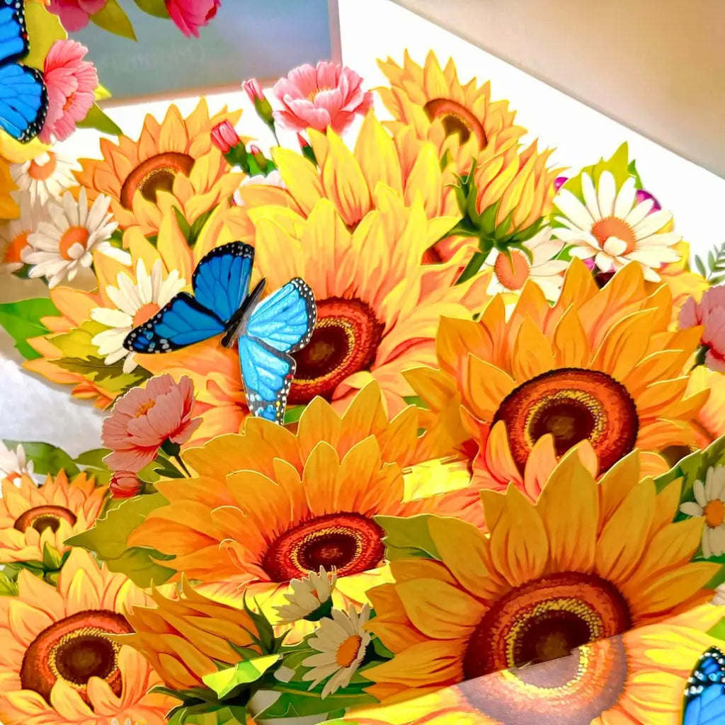 3D sunflower pop up card with butterflies