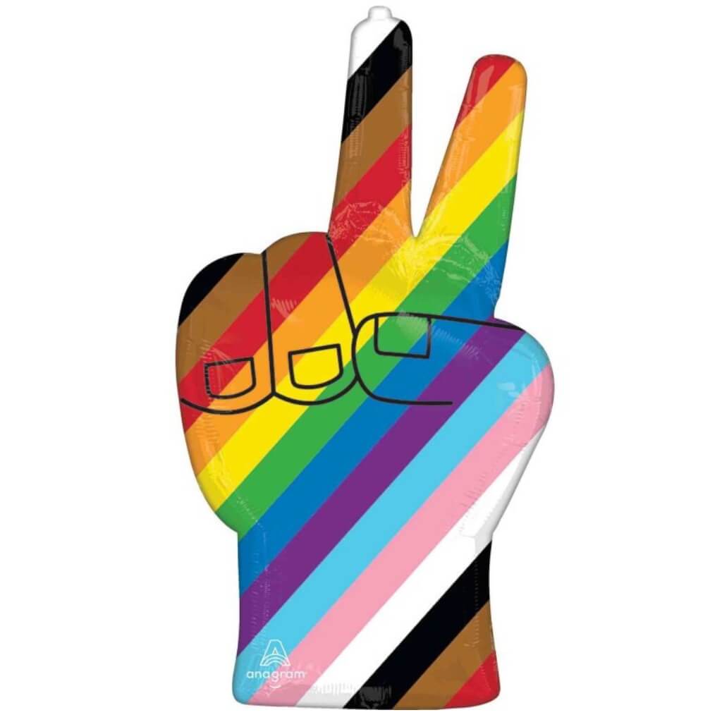 Supershape Foil Balloon Celebrate Pride Foil Balloon peace v sign mardi gras celebration