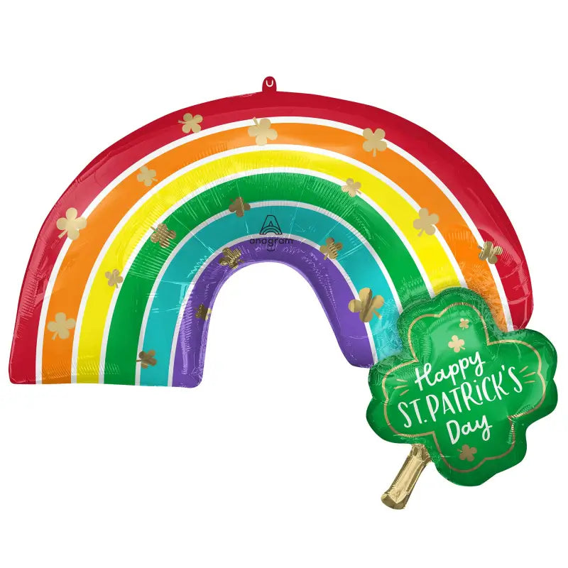 SuperShape Happy St Patrick's Day Rainbows & Shamrocks Balloon