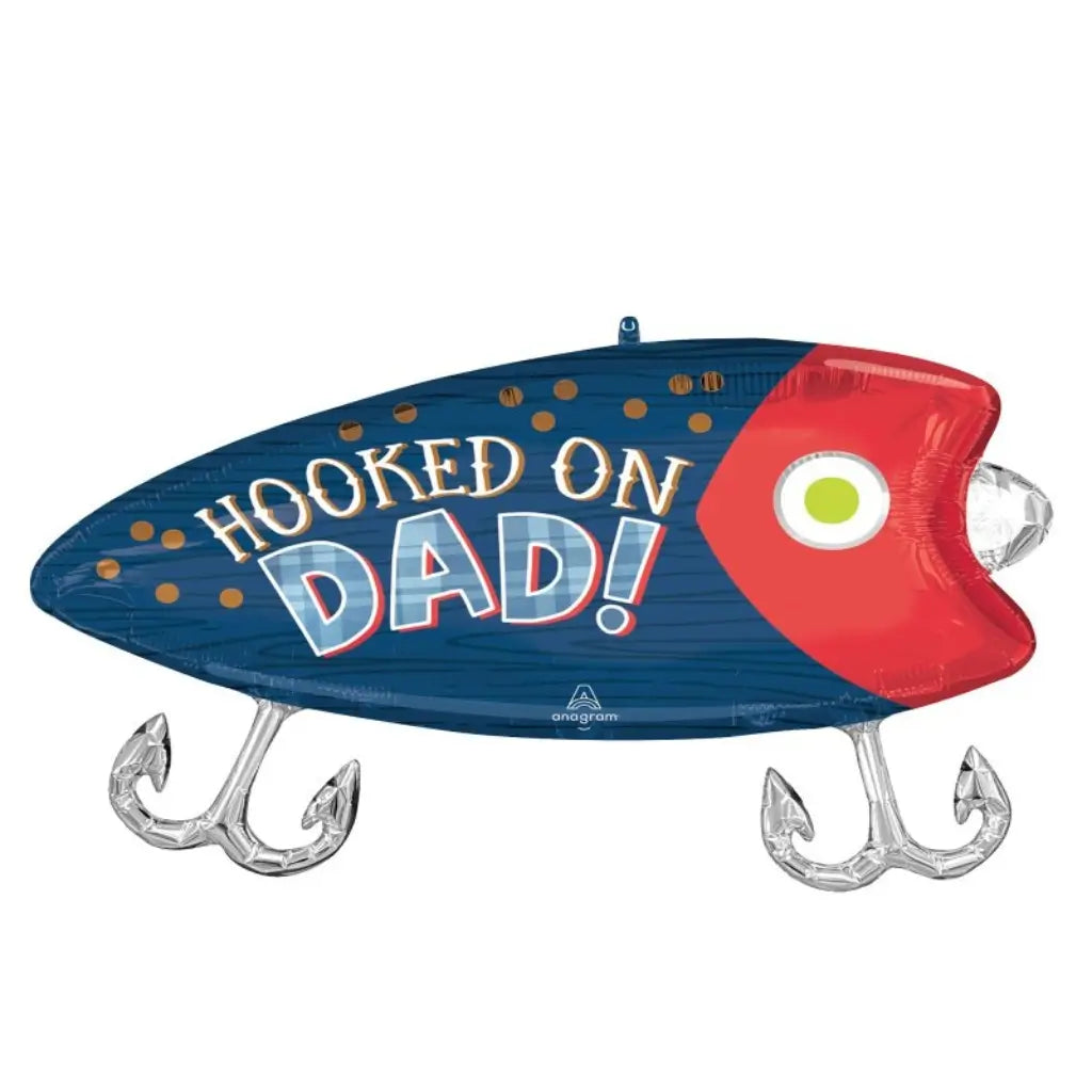 Hooked on Dad Lure Foil Balloon | Father's Day Fishing Balloon