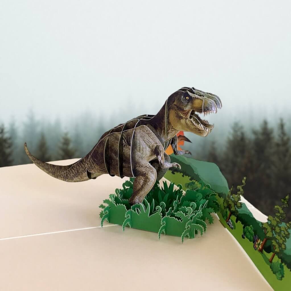 Roaring T-Rex Dinosaur Pop Up Card – 3D Handmade Dino Greeting Card