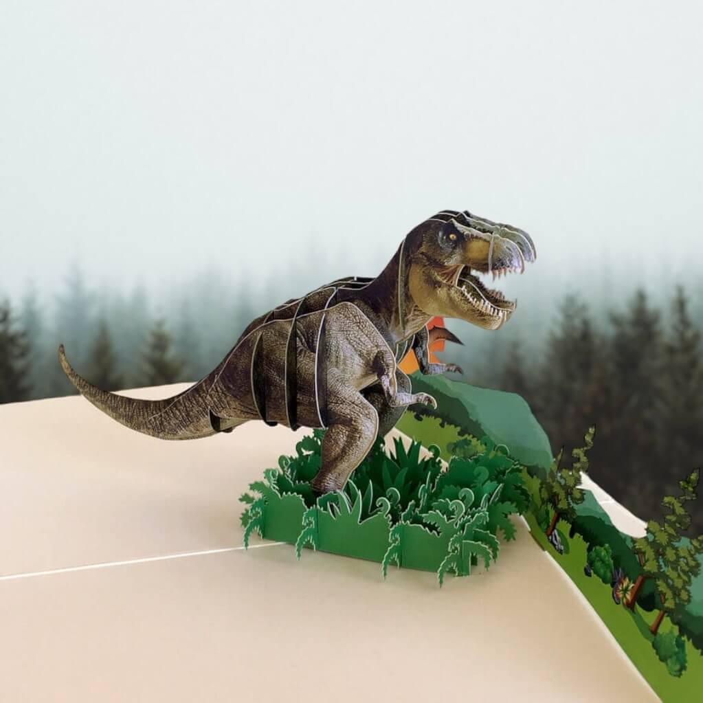 Handmade Roaring T-Rex Dinosaur Pop Up Card