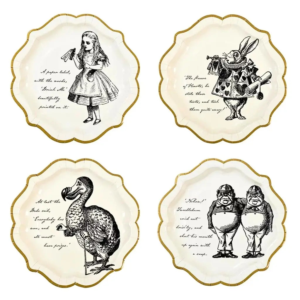 Talking Table Alice in Wonderland Mad Hatter tea party Scalloped edge themed birthday tableware