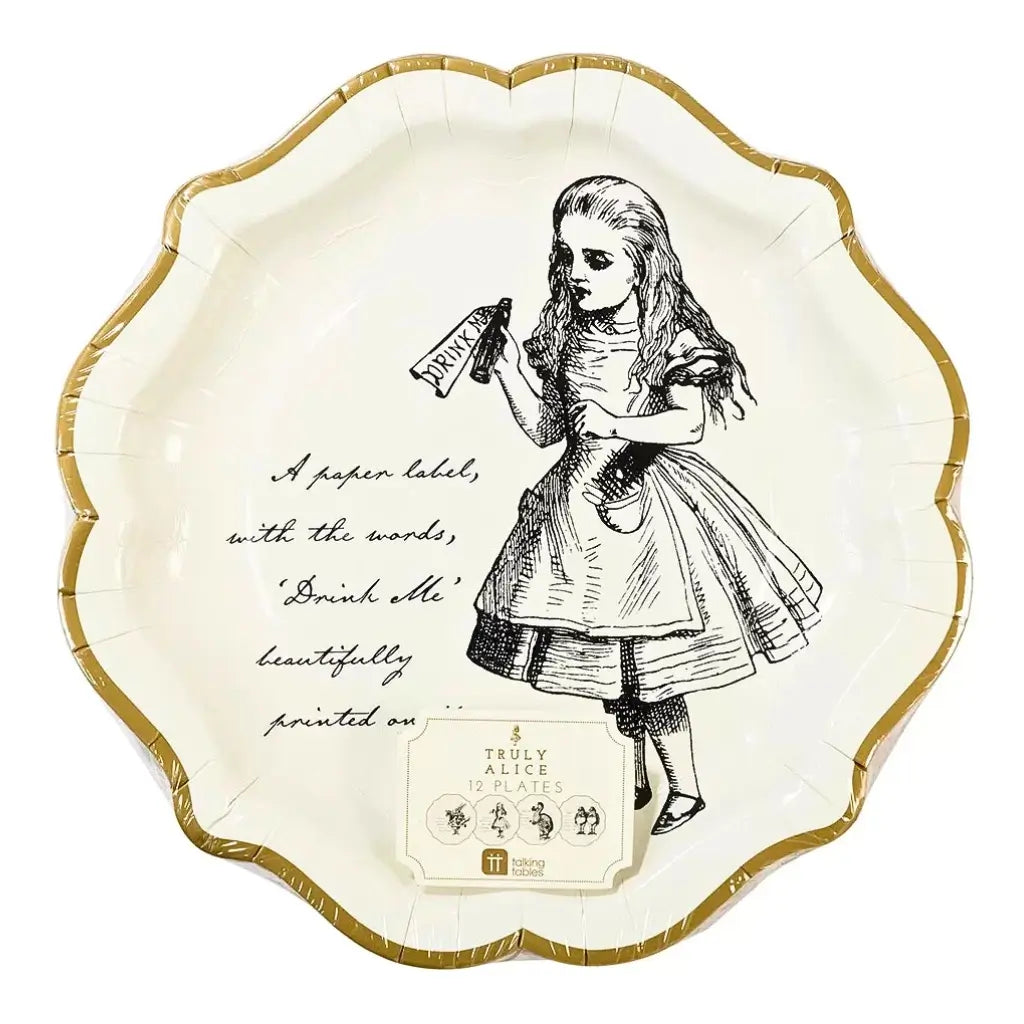 Talking Table Alice in Wonderland Mad Hatter themed party paper plates 12 pack