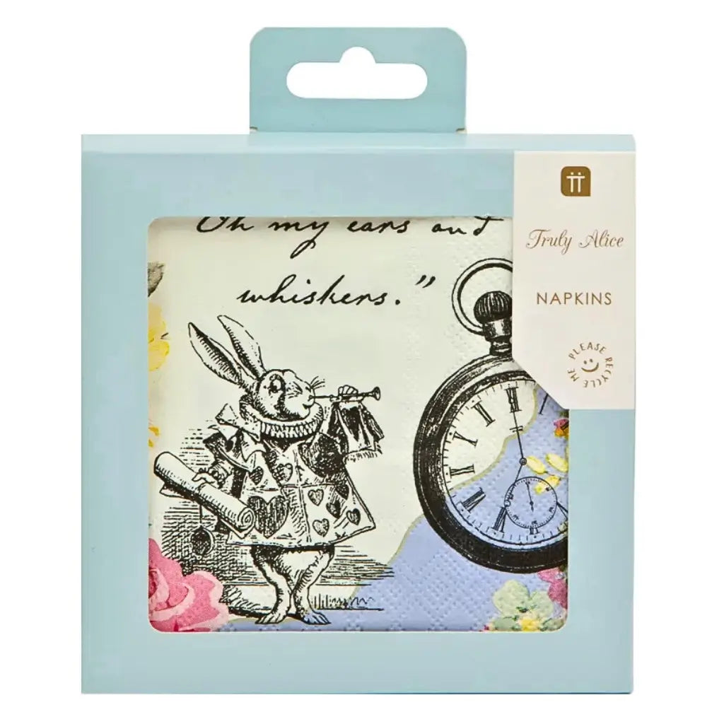 White Rabbit Tea Party Paper Napkins 3 Ply Wonderland Beverage Napkins