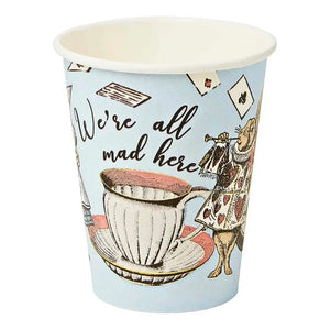 Alice in Wonderland Blue Paper Cups 250ml Truly Alice Tea Party Cups 8pk