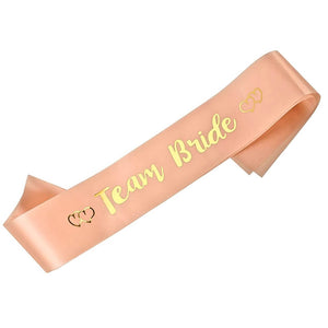 Champagne pink Team Bride sash with gold hearts