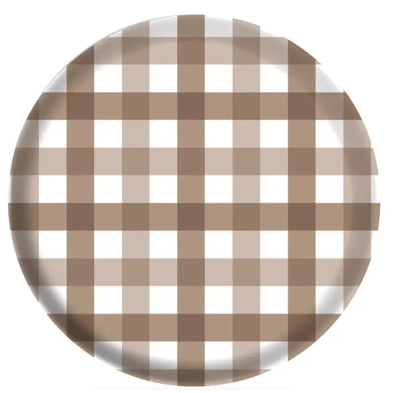 Teddy Brown Gingham Melamine Plates 17cm 4pk