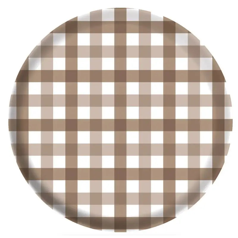 Teddy Brown Gingham Large Melamine Plates 26cm 4pk