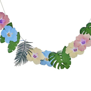 tiki tropics Hawaiian Palm Leaf and Hibiscus Flower Tropical Party Garland Decoration