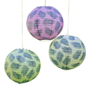 tiki tropics Hawaiian Palm Leaf Printed Hanging Lantern Decorations 3pk