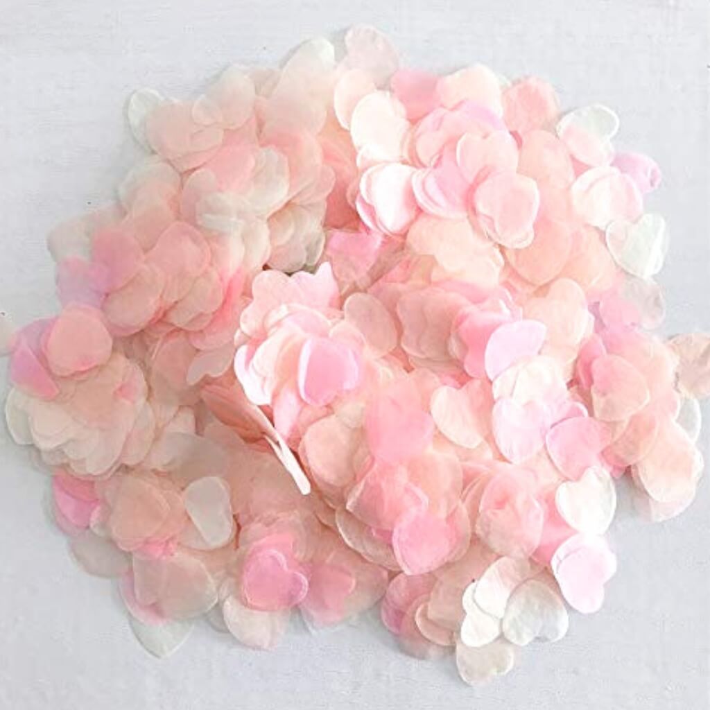 20g Heart Shaped Tissue Paper Confetti Table Scatters - Baby Pink & Pink