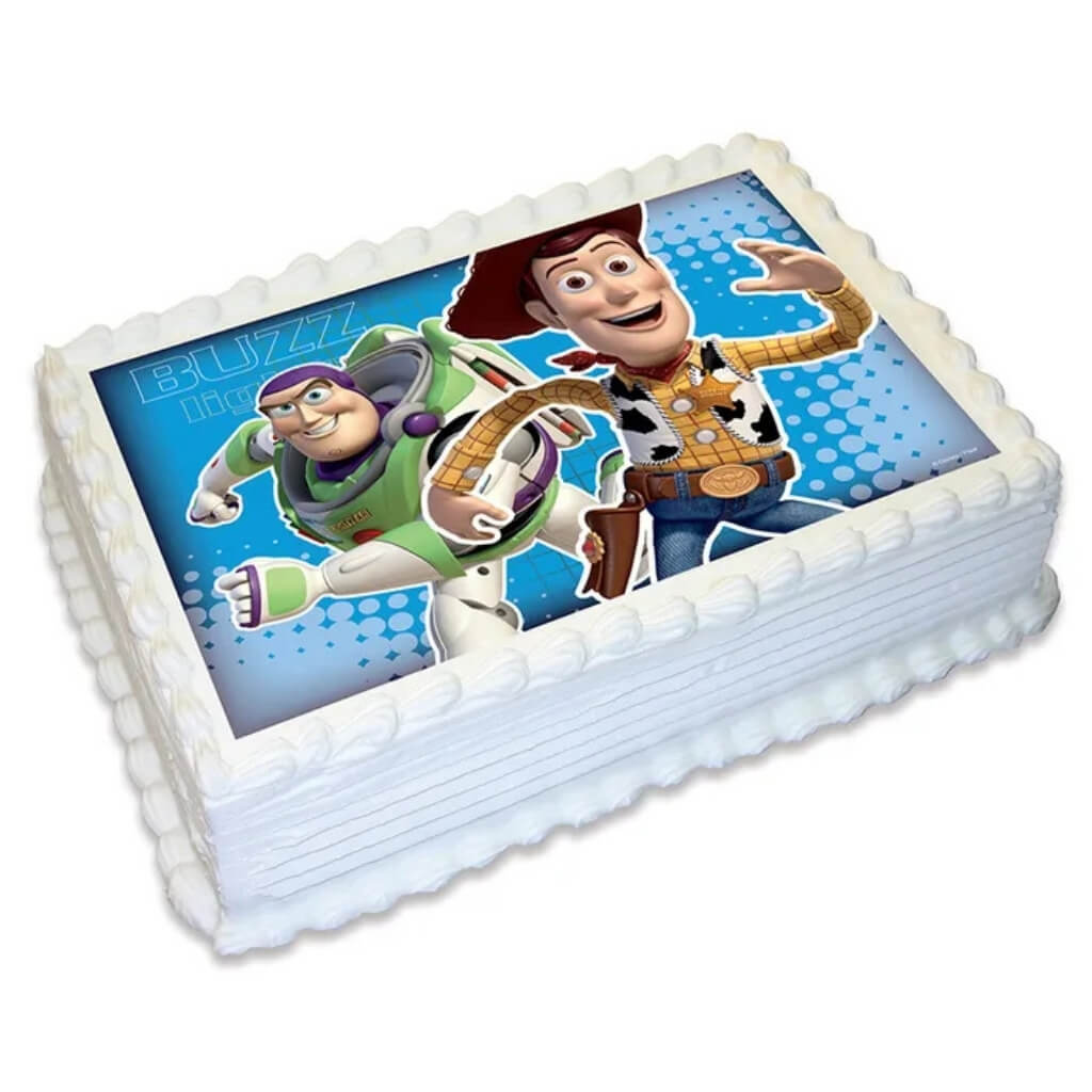 Toy Story Buzz and Woody A4 edible cake image for birthday cakes.