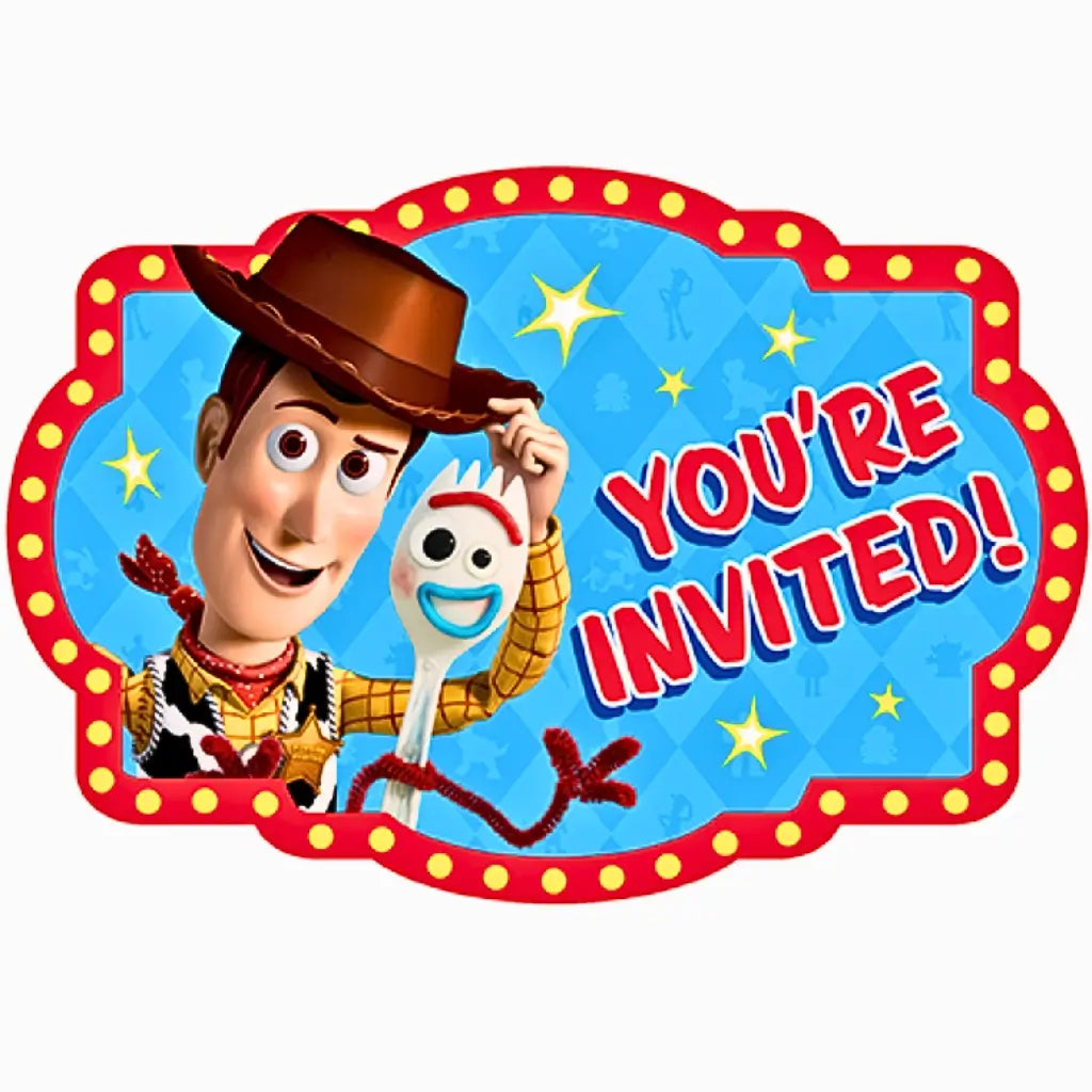 Toy Story invitations with Woody and Forky