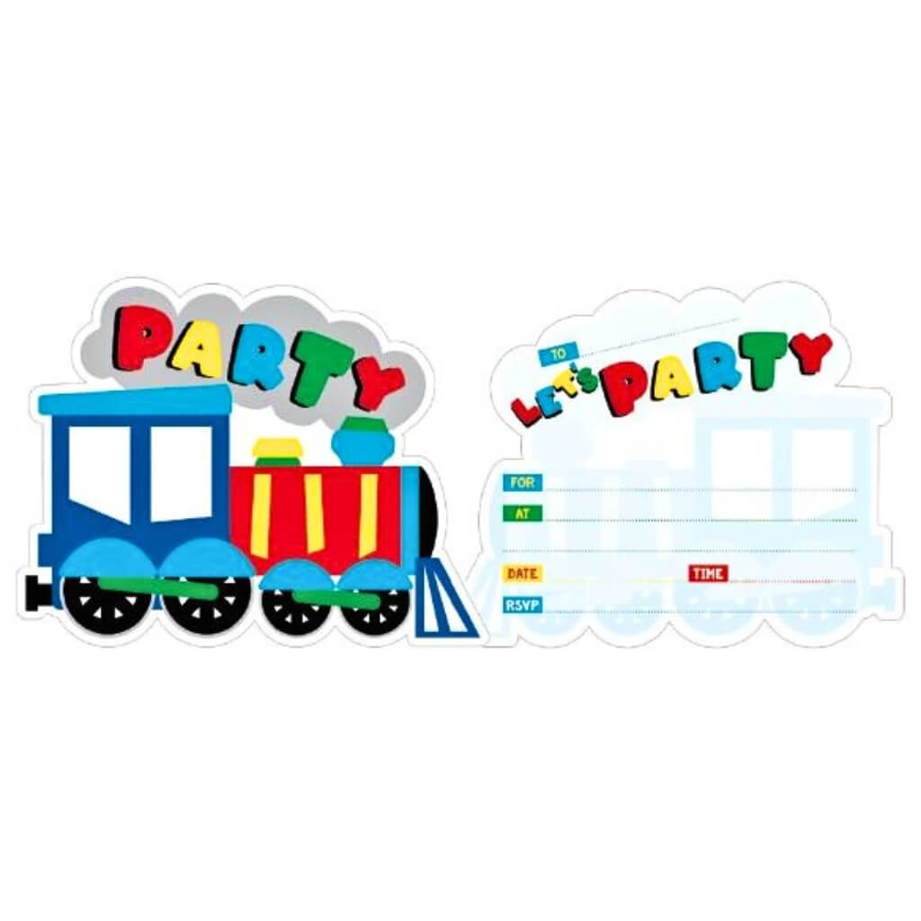 Train Let’s Party Invitations Pack of 8