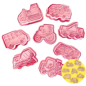 kids construction themed birthday cookie cutters & stamps