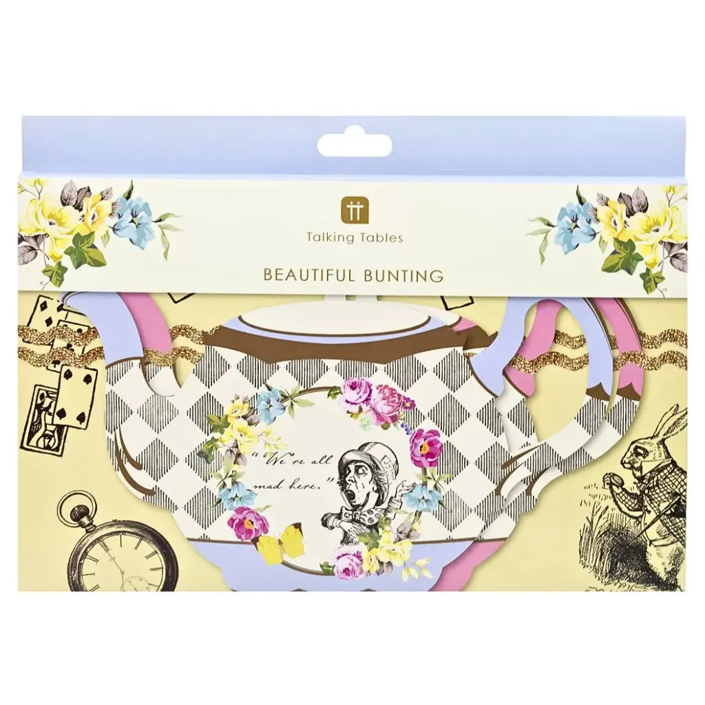 Alice in Wonderland mad hatter teapot bunting banner