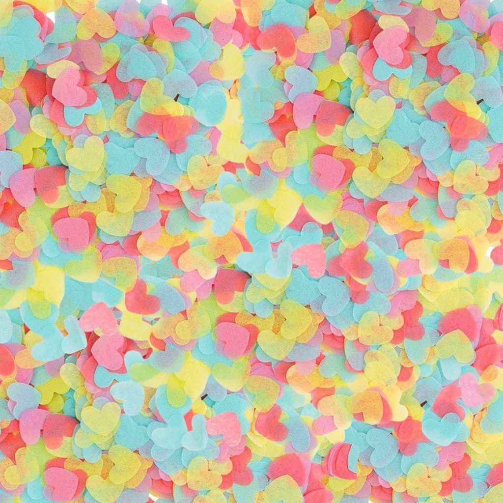 Tutti Frutti Heart Confetti Mix – Baby Blue, Red, Pink & Yellow 20g