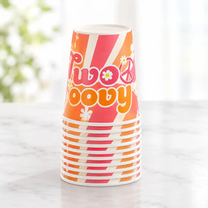 Retro Two Groovy Paper Cups 266ml 10pk