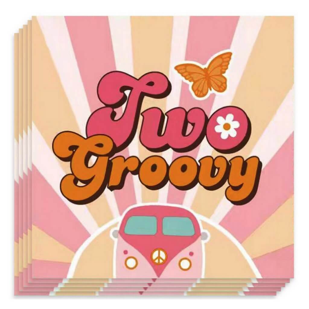 Retro Two Groovy Paper Napkins 10pk