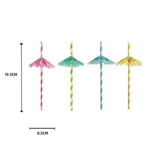 Luau Hawaiian Umbrella Paper Straws 12pk