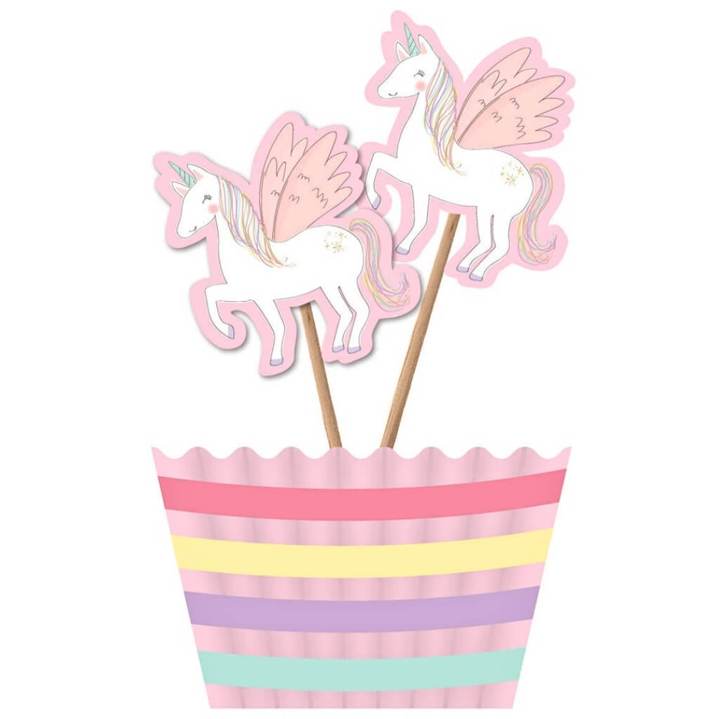 Unicorn & rianbow cupcake decorating kit with toppers and liners