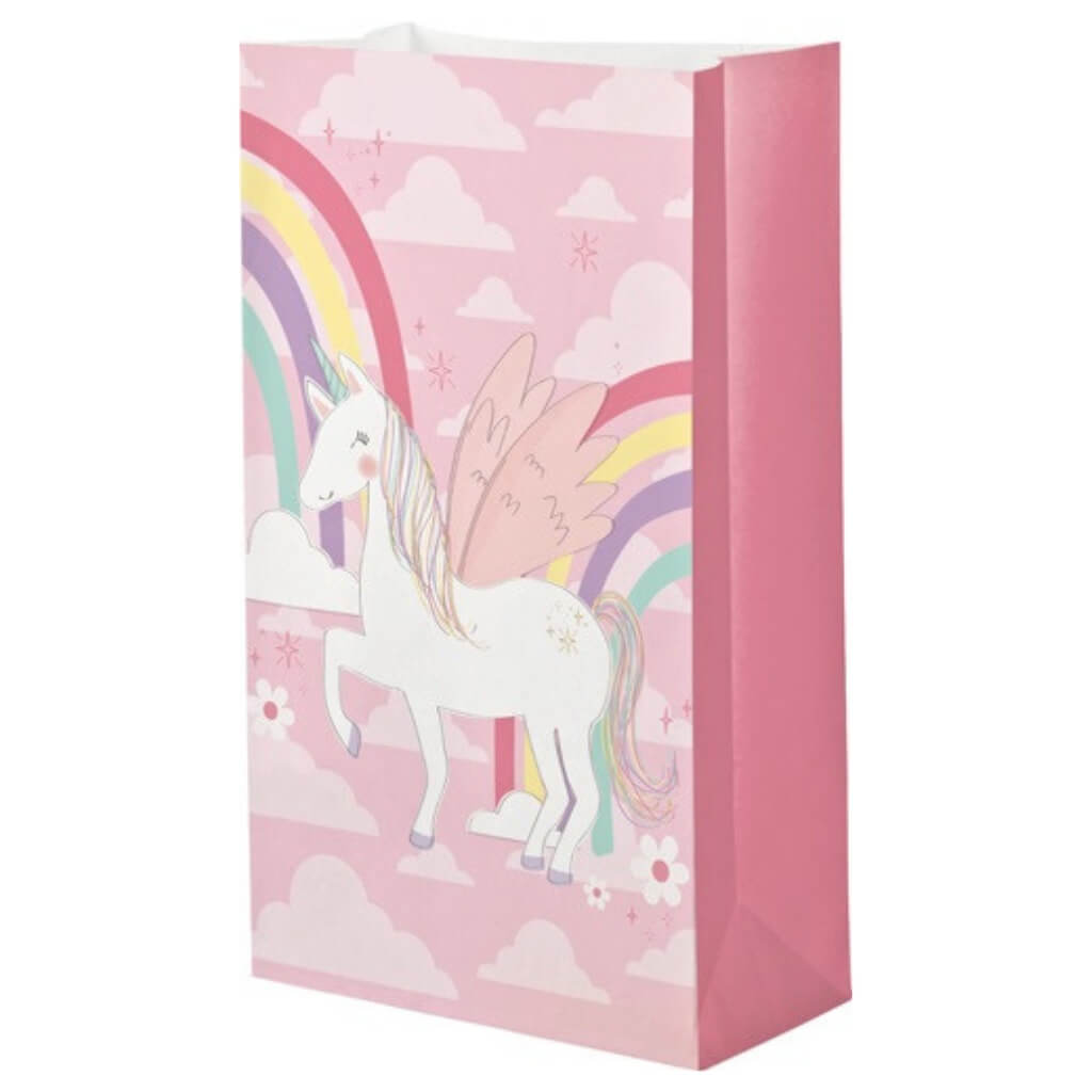 Unicorn Paper Party Bags 8 Pack for birthday party favours