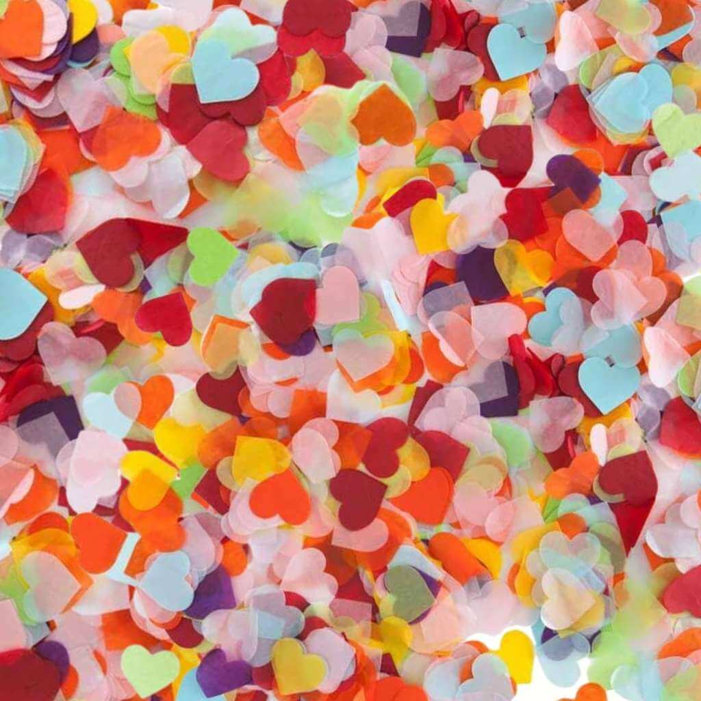 20g 1.5cm Heart shaped Tissue Paper Party Confetti - Rainbow