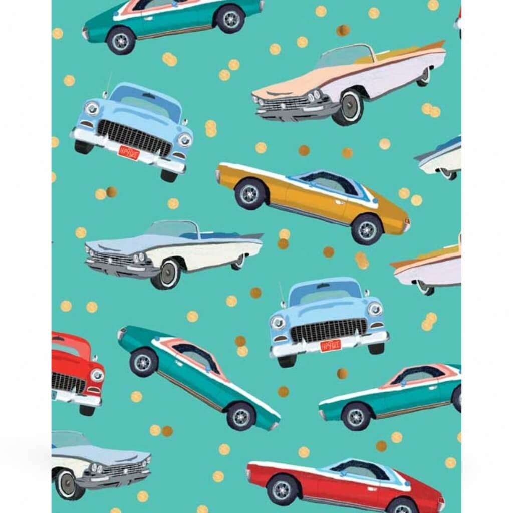 Vintage classic cars gift wrap retro design