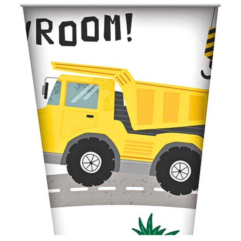 Construction Party Paper Cups with yellow dump truck