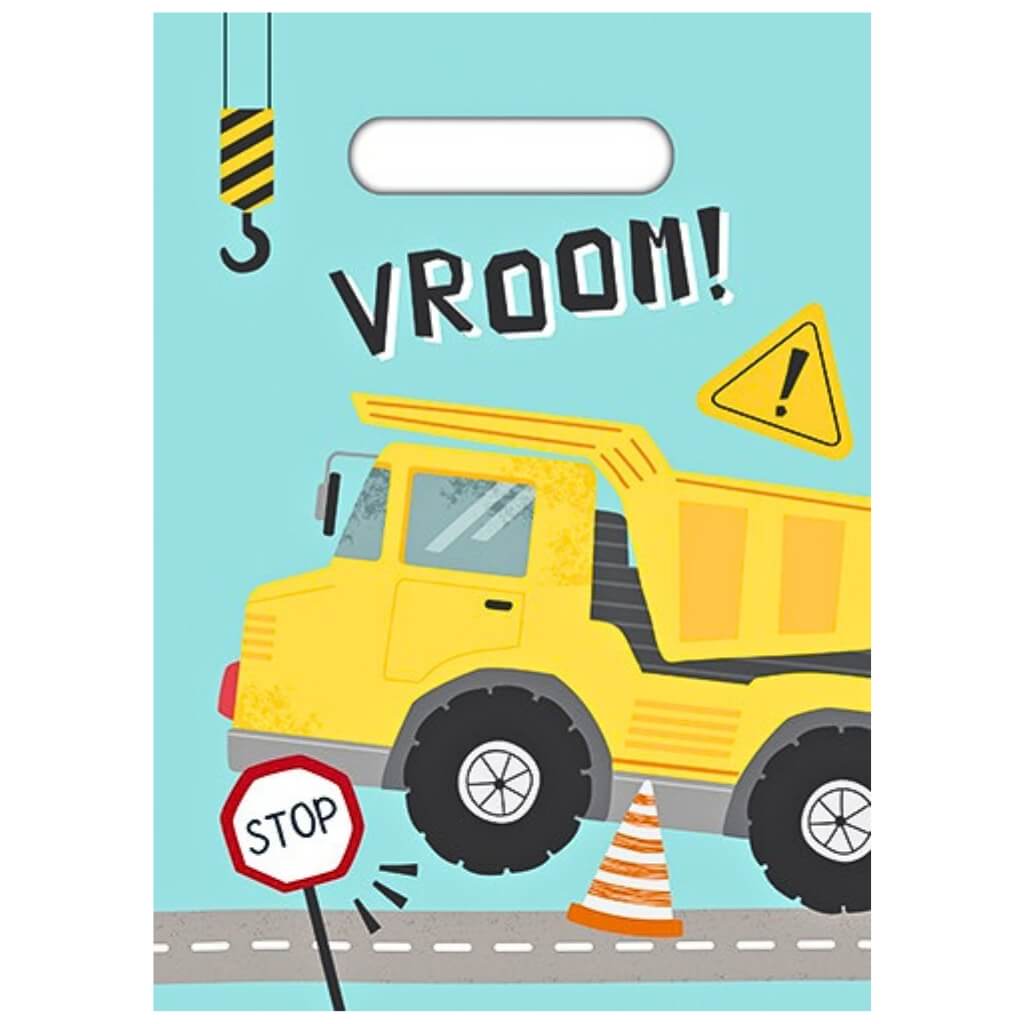 Construction road works plastic party loot bags