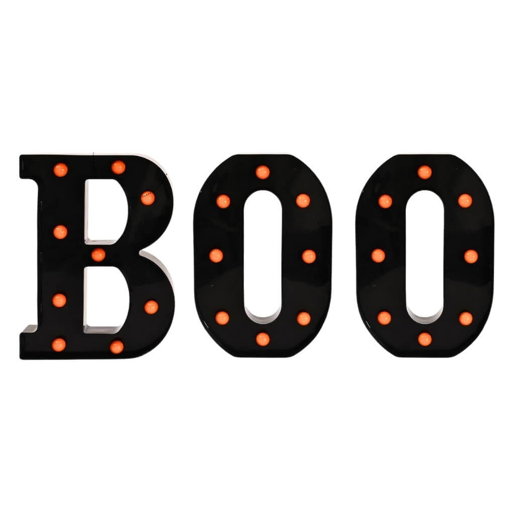 Black BOO LED Lighted Marquee Letters – Halloween Party Decor