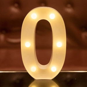 LED Light Up Alphabet Letter & Number Sign - Warm White, Battery Operated number 0