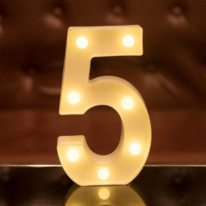LED Light Up Alphabet Letter & Number Sign - Warm White, Battery Operated number 5