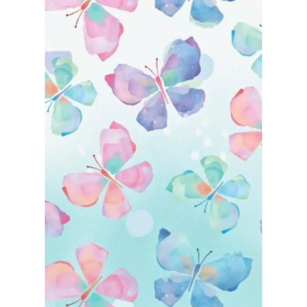 Watercolour butterfly wrapping paper pastel blue