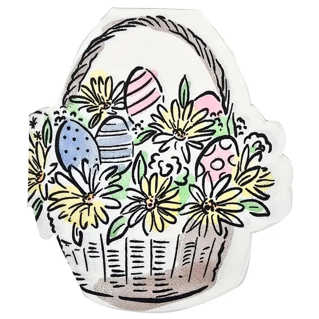 Pastel watercolour Easter basket shaped luncheon napkins 16 pack