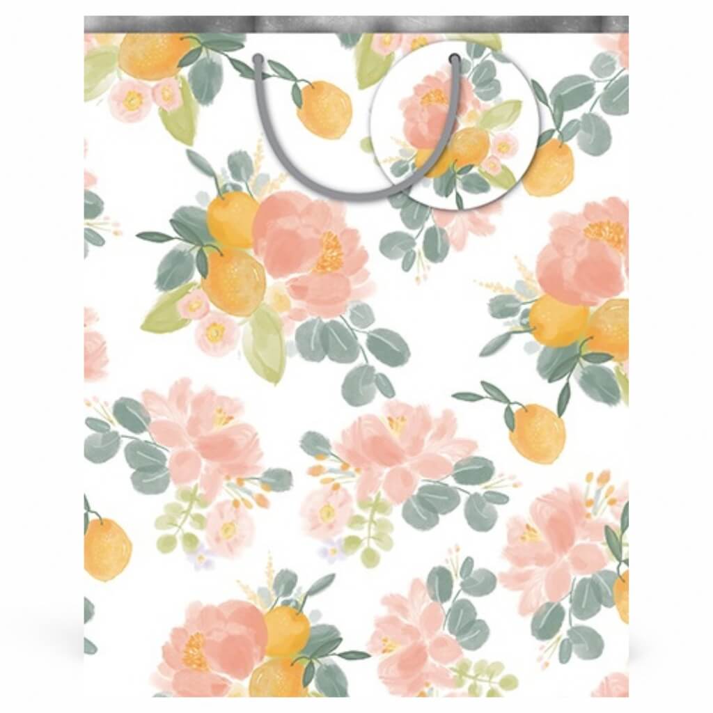 Watercolour floral citrus large gift bag
