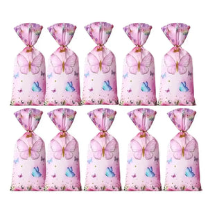 Watercolour Pink Floral Butterfly Loot Bags 10pk