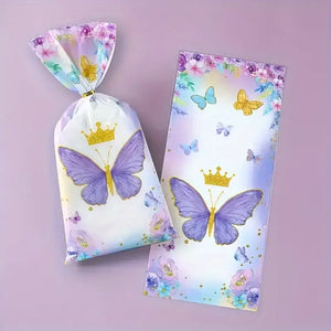 Watercolour Purple Floral Butterfly Loot Bags 10pk