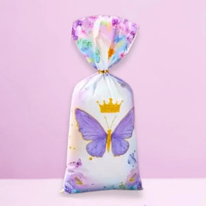 Watercolour Purple Floral Butterfly Loot Bags 10pk