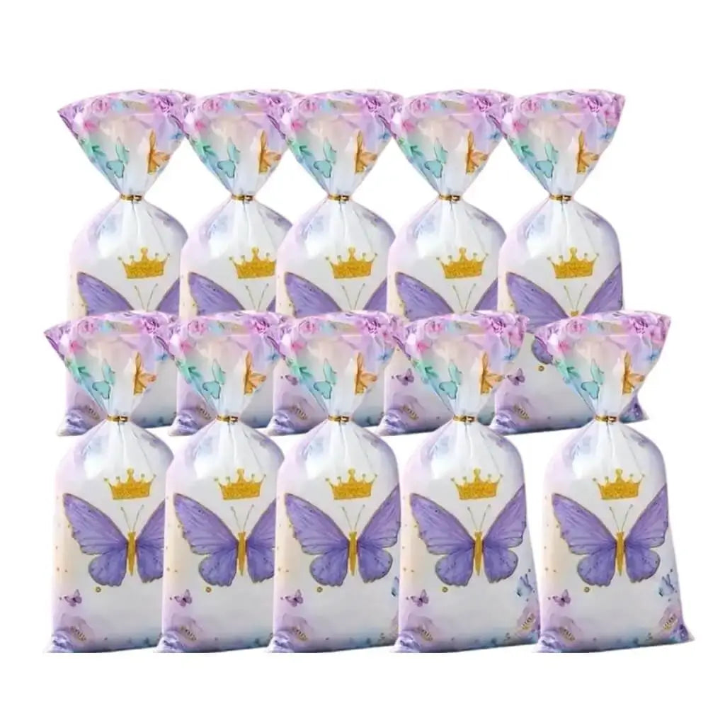 Watercolour Purple Floral Butterfly Loot Bags 10pk