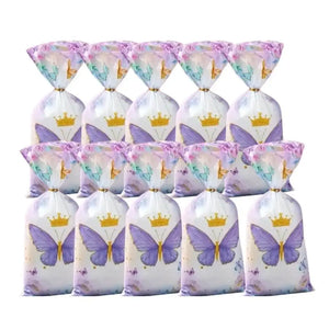 Watercolour Purple Floral Butterfly Loot Bags 10pk