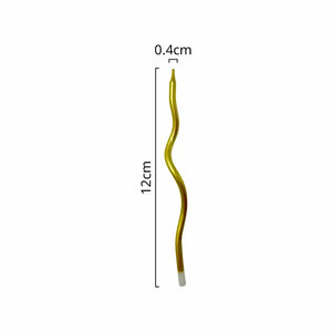 6 pack wavy curved gold cake candles modern style