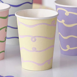 Wavy Pastel Paper Cups 8pk