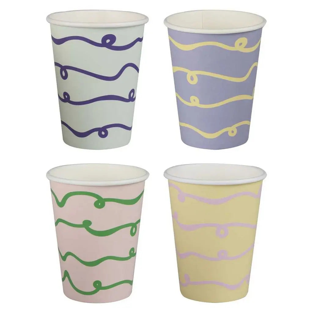 Wavy Pastel Paper Cups 8pk