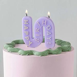 Wavy Pastel Purple Happy Birthday Candle