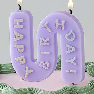 Wavy Pastel Purple Happy Birthday Candle