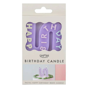 Wavy Pastel Purple Happy Birthday Candle