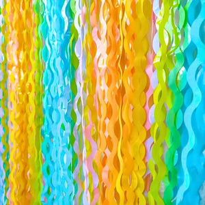 Wavy Pastel Rainbow Tinsel Fringe Foil Curtain party wall decorations