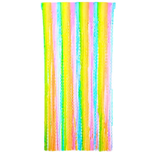 Wavy Pastel Rainbow Tinsel Fringe Foil Curtain party wall decorations